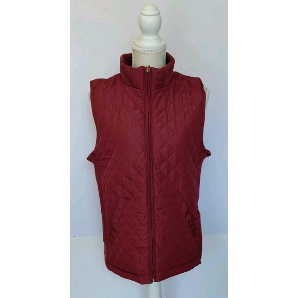 NWT Bienzoe Size L Burgundy Light-weight Quilted Full Zip Vest - Picture 1 of 9